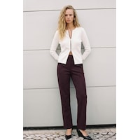 Sateen Süet Pantolon - Bordo-137999 Sateen Süet Pantolon - Bordo-137999