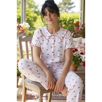 Siyah İnci Yakalı Büyük Beden Battal Düğmeli Fitilli Kaşkorse Örme Pijama Takım26120801 Beyaz Kiraz Siyah İnci Yakalı Büyük Beden Battal Düğmeli Fitilli Kaşkorse Örme Pijama Takım26120801 Beyaz Kiraz