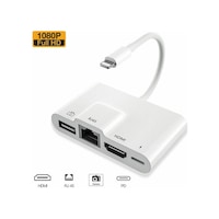 Ally Apple Uyumlu iPhone 3In1 Lightning Hdmı Rj45 Otg Digital Av Adaptör Hub