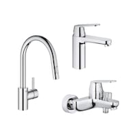 Grohe Eurocosmo Batarya Seti, Eviye Bataryası 31481001 Lavabo Bataryası 23327000 Banyo Bataryası 32831000 Krom Grohe Eurocosmo Batarya Seti, Eviye Bataryası 31481001 Lavabo Bataryası 23327000 Banyo Bataryası 32831000 Krom