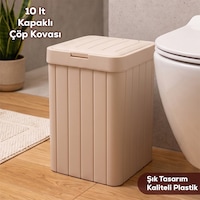 Porsima G-853 Linny Kare Çöp Kutusu Banyo Mutfak Çöp Kovası Kapaklı Banyo Çöp Kovası 10lt Bej Porsima G-853 Linny Kare Çöp Kutusu Banyo Mutfak Çöp Kovası Kapaklı Banyo Çöp Kovası 10lt Bej