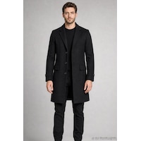 Freemen Erkek Slim Fit Klasik Yaka 3 Düğmeli Uzun Kaşe Kaban-425 Siyah Freemen Erkek Slim Fit Klasik Yaka 3 Düğmeli Uzun Kaşe Kaban-425 Siyah