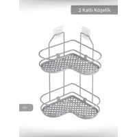 Jet's Home Banyo Rafı Mutfak Rafı Paslanmaz Baharatlık 2 Katlı Köşelik Şampuanlık Krom Gri Jet's Home Banyo Rafı Mutfak Rafı Paslanmaz Baharatlık 2 Katlı Köşelik Şampuanlık Krom Gri