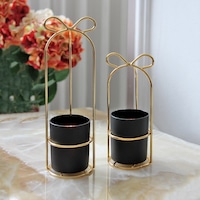 Camlı Dekoratif Metal Mumluk Fener Gold Altın Rengi 2'li Camlı Dekoratif Metal Mumluk Fener Gold Altın Rengi 2'li