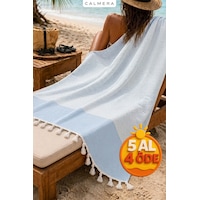 Calmera Çizgili Peştemal Pamuk - Doğal Saçaklı Plaj, Deniz, Havuz, Spa, Sauna, Spor, Seyahat Havlu - Mavi Calmera Çizgili Peştemal Pamuk - Doğal Saçaklı Plaj, Deniz, Havuz, Spa, Sauna, Spor, Seyahat Havlu - Mavi
