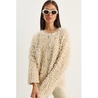 Shade Kadın Oversize Saçaklı Triko Hırka 9062 60283750 - Bej Shade Kadın Oversize Saçaklı Triko Hırka 9062 60283750 - Bej