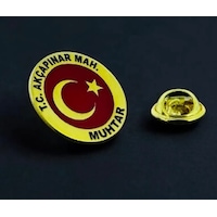 Kişiye Özel Muhtar Rozeti 925 Ayar Gümüş Altın - Kırmızı Kişiye Özel Muhtar Rozeti 925 Ayar Gümüş Altın - Kırmızı