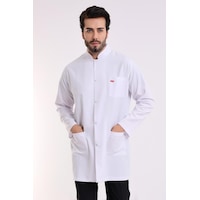 Doktor Öğretmen Erkek Önlük Ara Boy Hakim Yaka-7062-171 Beyaz