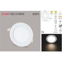 Cata Ct-5146 9W Slim Led Panel Armatür %100 Alüminyum Kasa Beyaz Cata Ct-5146 9W Slim Led Panel Armatür %100 Alüminyum Kasa Beyaz