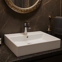 Turavit Vega Dikdötgen Beyaz Delikli Lavabo 80x45 Cm Vg0080 Diğer Turavit Vega Dikdötgen Beyaz Delikli Lavabo 80x45 Cm Vg0080 Diğer