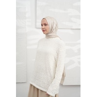 Armanda Jakarlı Şal - Kazayağı Desenli - Taş - Taş