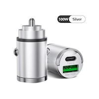 100w Mini Silver Çakmaklık Usb Type-c Soketli Araç İçi Süper Hızlı Şarj Adaptörü 100w Mini Silver Çakmaklık Usb Type-c Soketli Araç İçi Süper Hızlı Şarj Adaptörü