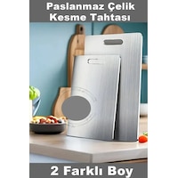 2 Adet Paslanmaz Çelik Kesme Tahtası Küf Önleyici Kesme Doğrama 34x23 Cm Ve 25x15 Cm Gri 2 Adet Paslanmaz Çelik Kesme Tahtası Küf Önleyici Kesme Doğrama 34x23 Cm Ve 25x15 Cm Gri
