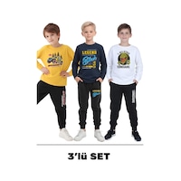 Fyk Kids 3'lü Erkek Çocuk Baskılı Yuvarlak Yaka Alt-üst Pijama Takımı Çok Renkli Fyk Kids 3'lü Erkek Çocuk Baskılı Yuvarlak Yaka Alt-üst Pijama Takımı Çok Renkli