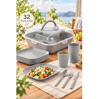 Porsima 0039 Karizma 32 Parça 6 Kişilik Pratik Taşınabilir Piknik Seti - Saklama Kutulu Piknik Sepeti Gri Porsima 0039 Karizma 32 Parça 6 Kişilik Pratik Taşınabilir Piknik Seti - Saklama Kutulu Piknik Sepeti Gri