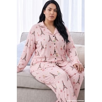 Siyah İnci Pembe Desenli Termal Kumaşlı Ultra Soft Yumuşak Büyük Beden Battal Boy Düğmeli Örme Pijama Takımı 26226532 Siyah İnci Pembe Desenli Termal Kumaşlı Ultra Soft Yumuşak Büyük Beden Battal Boy Düğmeli Örme Pijama Takımı 26226532