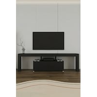Loki 2 Kapaklı Raflı Tv Ünitesi 180 Cm Siyah Siyah Loki 2 Kapaklı Raflı Tv Ünitesi 180 Cm Siyah Siyah