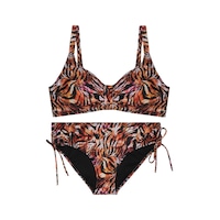 Kaplı Kesim Desenli İp Detaylı Bikini Takımı Kaplı Kesim Desenli İp Detaylı Bikini Takımı