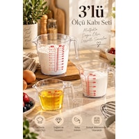 Porsima 3lü Şeffaf Plastik Ölçek Kabı - Beher Mutfak Ölçü Kabı 250ml-500ml-1000ml Porsima 3lü Şeffaf Plastik Ölçek Kabı - Beher Mutfak Ölçü Kabı 250ml-500ml-1000ml