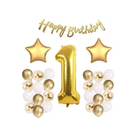 Gold Konsept 1 Yaş Doğum Günü Kutlama Seti; Beyaz Gold Konfetili Balon, Rakam Yıldız Folyo ve Banner Gold Konsept 1 Yaş Doğum Günü Kutlama Seti; Beyaz Gold Konfetili Balon, Rakam Yıldız Folyo ve Banner