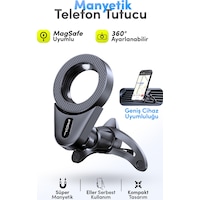 Acl T-111 Magsafe Manyetik Araç İçi Telefon Tutucu Havalandırma Izgarası Uyumlu, Katlanabilir, 360 Siyah Acl T-111 Magsafe Manyetik Araç İçi Telefon Tutucu Havalandırma Izgarası Uyumlu, Katlanabilir, 360 Siyah