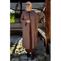 Rabia Şamlı Panço Triko Hırka Sütlü Kahve Normal Rabia Şamlı Panço Triko Hırka Sütlü Kahve Normal