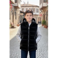 Pina Kids Erkek Çocuk Kapüşonlu Şişme Yelek Siyah Pina Kids Erkek Çocuk Kapüşonlu Şişme Yelek Siyah