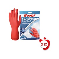 Beybi Ekonomik Ev İşleri ve Bulaşık Eldiveni 8-8,5 Beden Kırmızı 10 Paket Beybi Ekonomik Ev İşleri ve Bulaşık Eldiveni 8-8,5 Beden Kırmızı 10 Paket