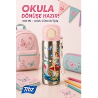 Siply Desenli Paslanmaz Çelik Okul Matarası 600ml Pembe Toz pembe Siply Desenli Paslanmaz Çelik Okul Matarası 600ml Pembe Toz pembe