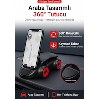 360 Derece Dönebilen Ayarlanabilir Araç İçi Telefon Tutucu Araba Uyumlu Siyah