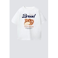 Monila Unisex Çocuk Pamuklu Bisiklet Yaka Baskılı T-shirt Ekru Monila Unisex Çocuk Pamuklu Bisiklet Yaka Baskılı T-shirt Ekru
