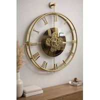 Metaquartz Aksesuar Dönence Gold Roma Rakamlı , Modern Dekoratif Metal Duvar Saati Gold Metaquartz Aksesuar Dönence Gold Roma Rakamlı , Modern Dekoratif Metal Duvar Saati Gold