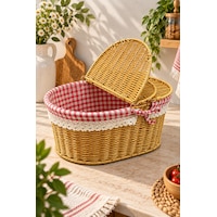 Hasır Rattan Oval Piknik Sepeti Sepet Düzenleyici 18 38 25cm Sarı Hasır Rattan Oval Piknik Sepeti Sepet Düzenleyici 18 38 25cm Sarı