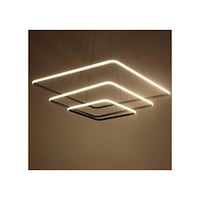 Modern Kare Siyah Kasa Led Avize Beyaz Işık Modern Kare Siyah Kasa Led Avize Beyaz Işık