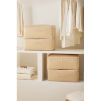 Home Wave 4'lü Orta Boy Bej Pötikare Hurç Set 52 x 28 x 21 cm Home Wave 4'lü Orta Boy Bej Pötikare Hurç Set 52 x 28 x 21 cm