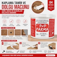 B&b Farma Kaplama Tamir Ve Dolgu Macunu 230 Gr Süt Beyaz Ahşap Tamir Macunu Çizik, Delik Ve Çatlak Onarıcı 400 Ml B&b Farma Kaplama Tamir Ve Dolgu Macunu 230 Gr Süt Beyaz Ahşap Tamir Macunu Çizik, Delik Ve Çatlak Onarıcı 400 Ml