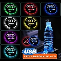 OtoÇizgi Audi Uyumlu Ledli Bardaklık Altı Usb Şarjlı 2 Adet OtoÇizgi