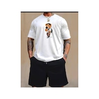 Medinenur Peluş Ayı Baskılı T-shirt Short Bol Paça Rahat Kalıp Siyah Alt Siyah Üst Short Takım Beyaz Medinenur Peluş Ayı Baskılı T-shirt Short Bol Paça Rahat Kalıp Siyah Alt Siyah Üst Short Takım Beyaz