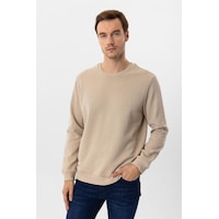 Süvari Oversize Kalıp O Yaka 3 İplik Yumuşak Dokulu Sweat Bej Süvari Oversize Kalıp O Yaka 3 İplik Yumuşak Dokulu Sweat Bej