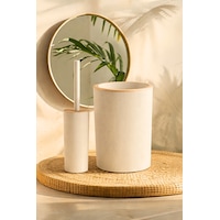 İndecor Houseware Liza 2'li Banyo Seti - Çöp Kovası Wc Fırçası Modern Tasarım - Beyaz İndecor Houseware Liza 2'li Banyo Seti - Çöp Kovası Wc Fırçası Modern Tasarım - Beyaz