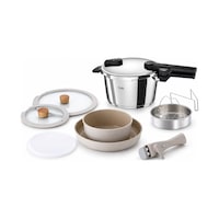 Fissler Vitaquick Glossy 4,5 Litre Düdüklü Tencere + Buhar Aparatı + Neoflam Midas 6 Parça Tencere Seti