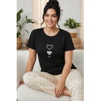 Siyah İnci Desenli Pamuklu Büyük Beden Battal Boy Örme Pijama Takım 26113876 Siyah Siyah İnci Desenli Pamuklu Büyük Beden Battal Boy Örme Pijama Takım 26113876 Siyah