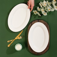 Porsima 4441 Gardenya Porselen Platin Fileli Kayık Tabak Seti - Oval Kahvaltılık Sunumluk Seti 30cm Beyaz Porsima 4441 Gardenya Porselen Platin Fileli Kayık Tabak Seti - Oval Kahvaltılık Sunumluk Seti 30cm Beyaz