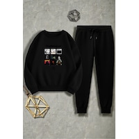 Uyguntarz Unisex The Weekend Tasarım Basklı Bisiklet Yaka Sweatshirt - 2'li Eşofman Takımı Siyah Uyguntarz Unisex The Weekend Tasarım Basklı Bisiklet Yaka Sweatshirt - 2'li Eşofman Takımı Siyah