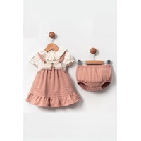 Cantoy Kız Bebek Dantel Ve Düğme Detaylı Külotlu Takım Pudra Cantoy Kız Bebek Dantel Ve Düğme Detaylı Külotlu Takım Pudra