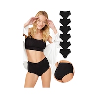 Cottonhill Yüksek Bel Basic Lazer Kesim Bikini Külot 6'lı Paket Model2 Cottonhill Yüksek Bel Basic Lazer Kesim Bikini Külot 6'lı Paket Model2