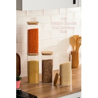 Porsima 7-4 Bambu Vakumlu Kapaklı Kare Borsilikat Cam 4lü Kavanoz Seti Saklama Kabı 1900ml 9,5x27cm Porsima 7-4 Bambu Vakumlu Kapaklı Kare Borsilikat Cam 4lü Kavanoz Seti Saklama Kabı 1900ml 9,5x27cm