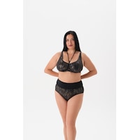 Büyük Beden Balenli Parlak Leopar Toparlayıcı Bikini Takım Altın