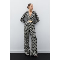 Sateen Desenli Saten Tulum - Siyah Sateen Desenli Saten Tulum - Siyah