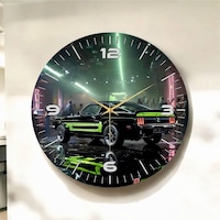 AA Shop Renkli Baskı Araba Desenli Sayılı Yılbaşı Hediyelik Ahşap Sessiz Tablo Duvar Saati D132 Çok Renkli AA Shop Renkli Baskı Araba Desenli Sayılı Yılbaşı Hediyelik Ahşap Sessiz Tablo Duvar Saati D132 Çok Renkli